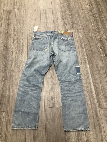 Polo Ralph Lauren SULLIVAN JEANS SLIM BANDANA PATCH DISTRESS 34x30 - Picture 2 of 3