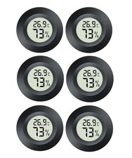Hygrometer Thermometer digital f&uuml;r Innen Au&szlig;en 6 St&uuml;ck, Schwarz, 0-70 C, F C