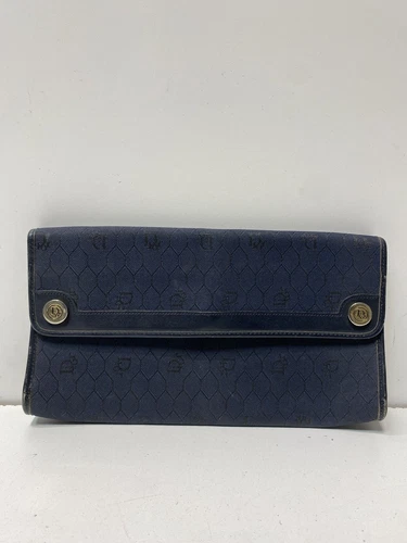 Portefeuille pochette femme Christian Dior bleu marine monogramme