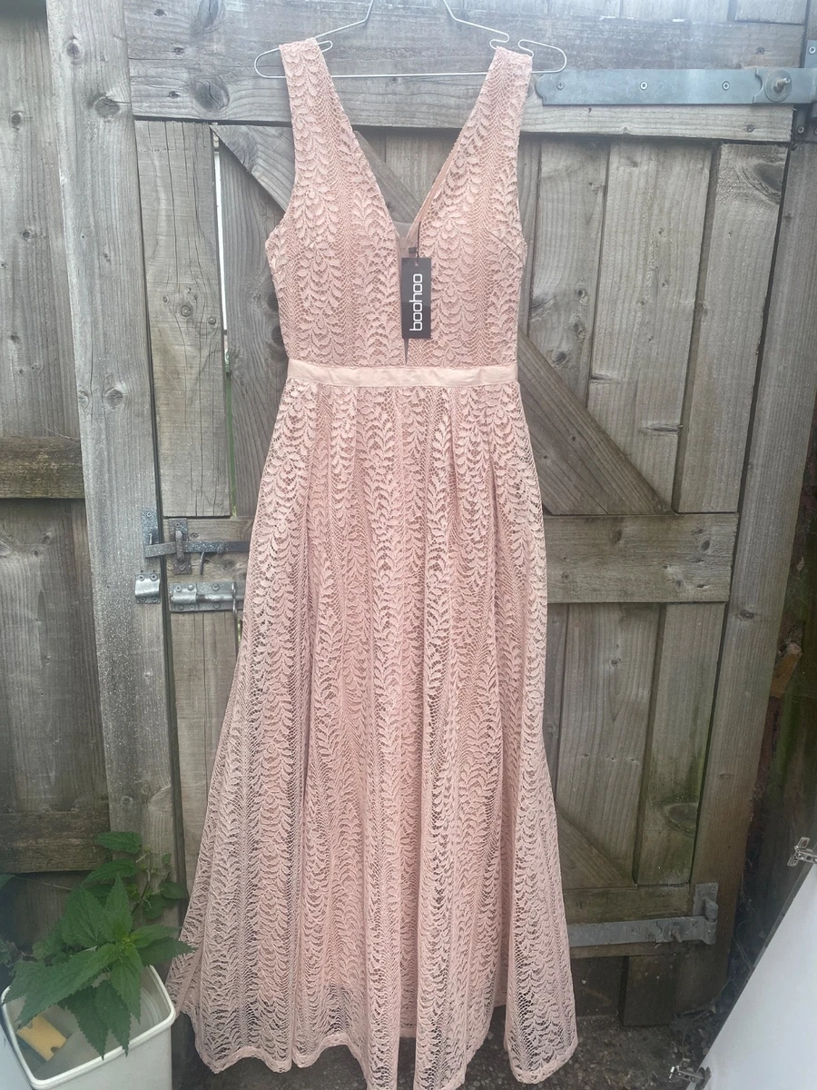 boutique lace plunge maxi bridesmaid dress Farida White Lace Maxi Dress - US 14 main image 1