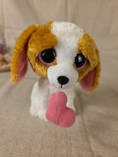 TY BEANIE BOOS - COOKIE the 6" DOG with PINK HEART