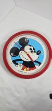 Disney Mickey Mouse Lorus Quartz Wall Clock Red Frame Japan Tested  Works