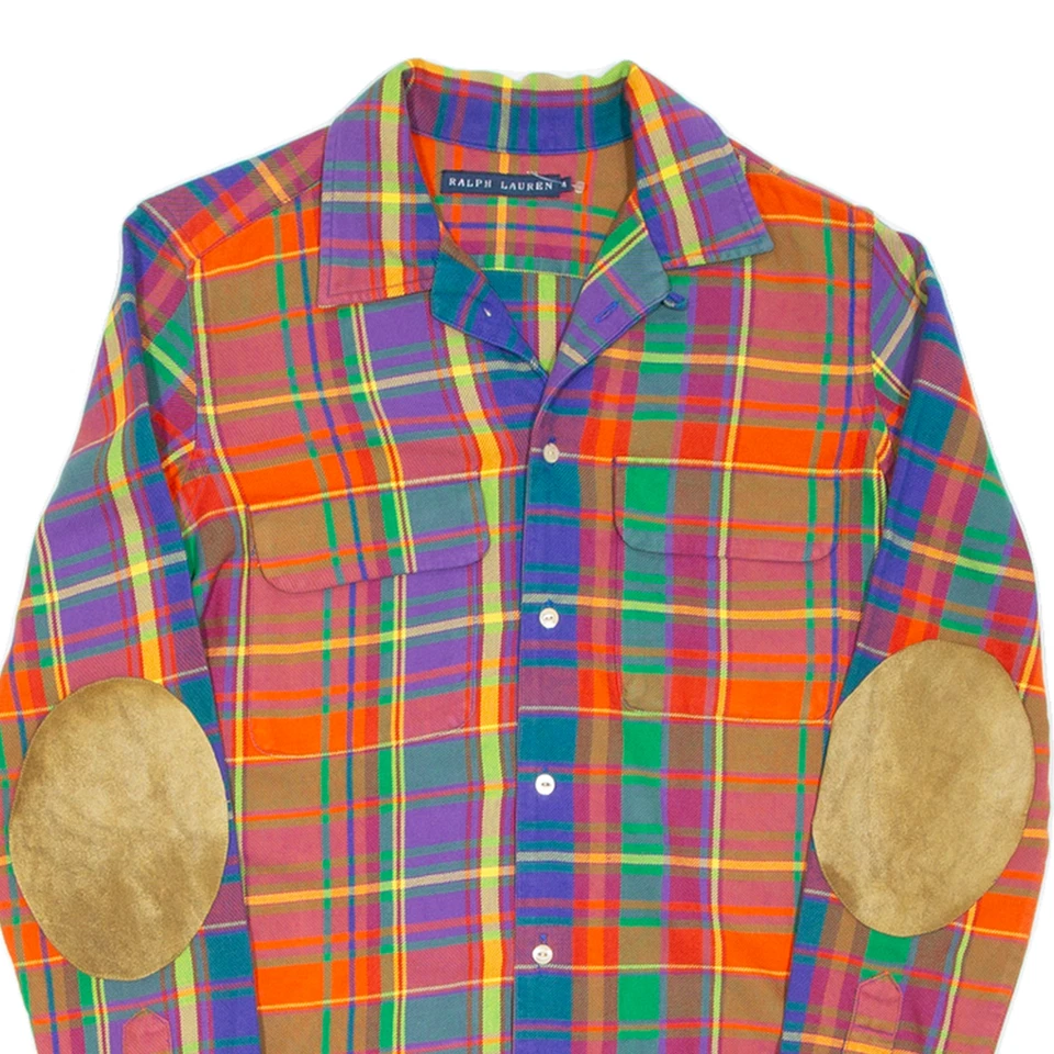 Camisa de franela a cuadros rojos manga larga Ralph Lauren para mujer S Foto 2 de 4