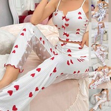 Casual Two Piece Women's Pajamas with Elegant Print and Design Features