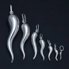 CORNICELLO ITALIAN HORN 925 Sterling Silver Pendant Charm __ All Sizes S M L XL