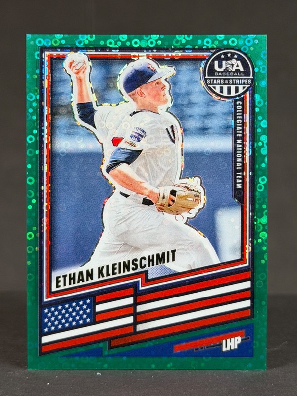Ethan Kleinschmit 2026 Panini Stars & Stripes Prizm USA Baseball Disco Green /49