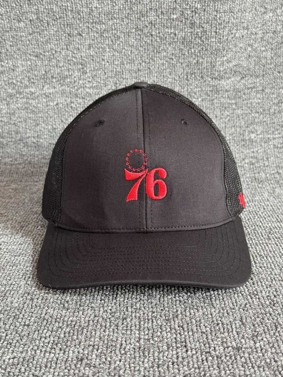 '47 Brand Philadelphia 76ers Trucker Snapback Black Red Curved Brim Hat