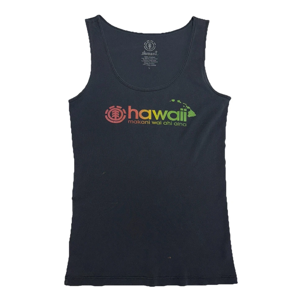 Element Hawaii Tank Top Shirt Womens Large 15x24.5 Faded Black Stretch Skate - Image 2 of 4