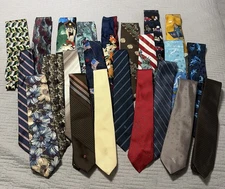 Lot of 23 Men's Neckties Various Brands Styles Lengths