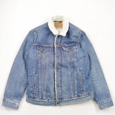 Levis Sherpa Herren Gr. L Trucker Jacke Fell Kurzmantel Jeans Übergangsjacke