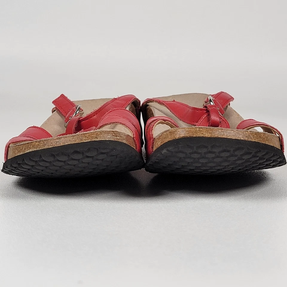 Sandalias cómodas Haflinger de cuero rojo con tira trasera. Talla 39 EUR. EE. UU. 8 Foto 3 de 4