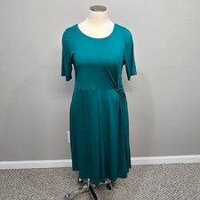 Soft Surroundings Midi Dress Plus Size 2X Twist Waist Jersey Knit Short Sleeve