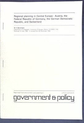 Regional planning in Central Europe: Austria, the Federal Republic of Germany, t