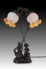Table lamp with two children.