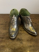 Coppia puntaspilli antichi A Forma Di Scarpa Vittoriana metallo argentato