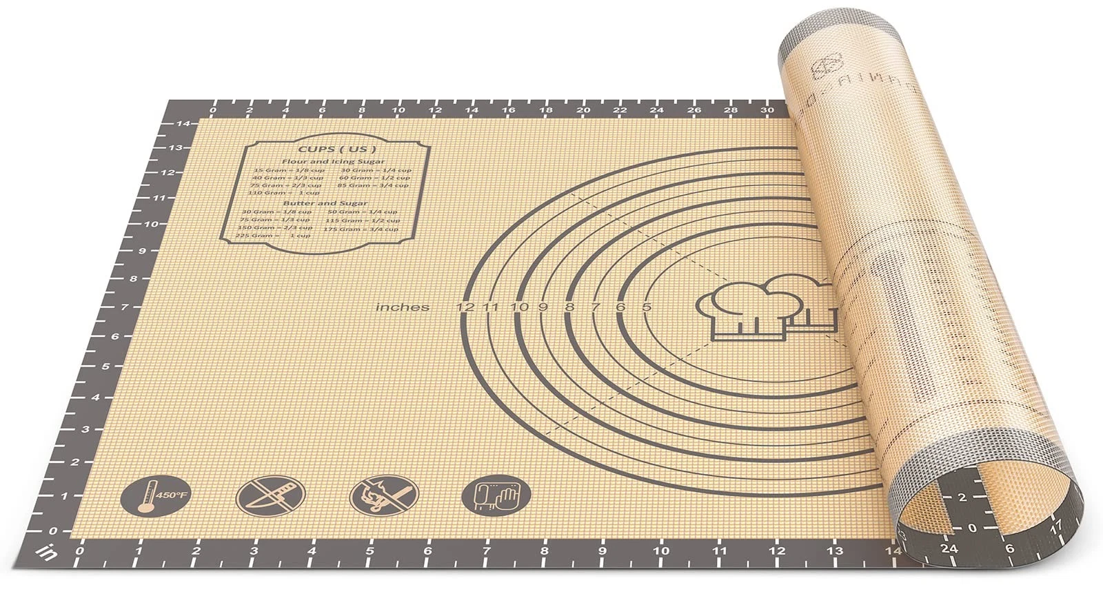 Baking Mat, 28" x 20" Large Silicone Non-slip Baking Pastry Mat with Measurem...