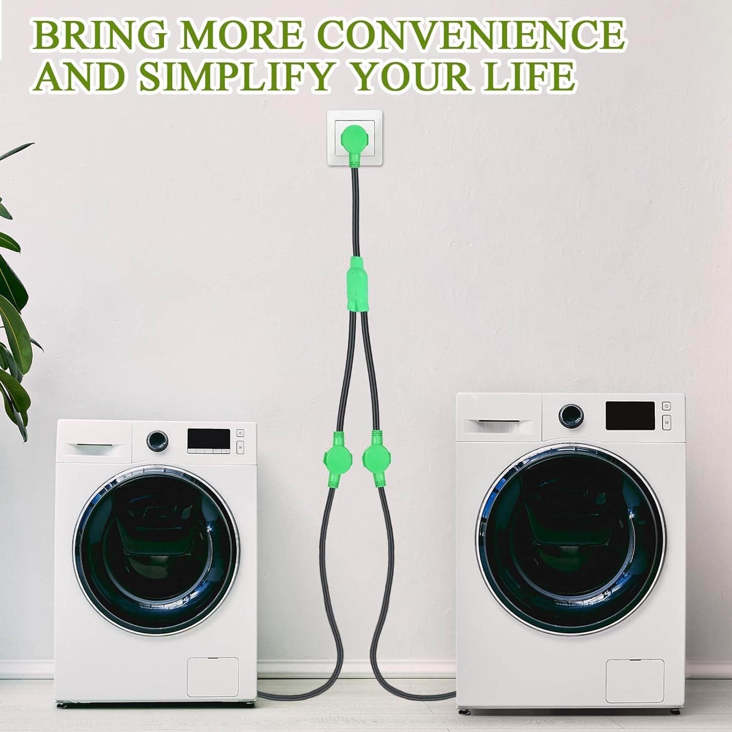 Kanayu 3 Prong NEMA 10-30 Dryer Y Splitter for Dryer and EV, NEMA10-30P Male to 