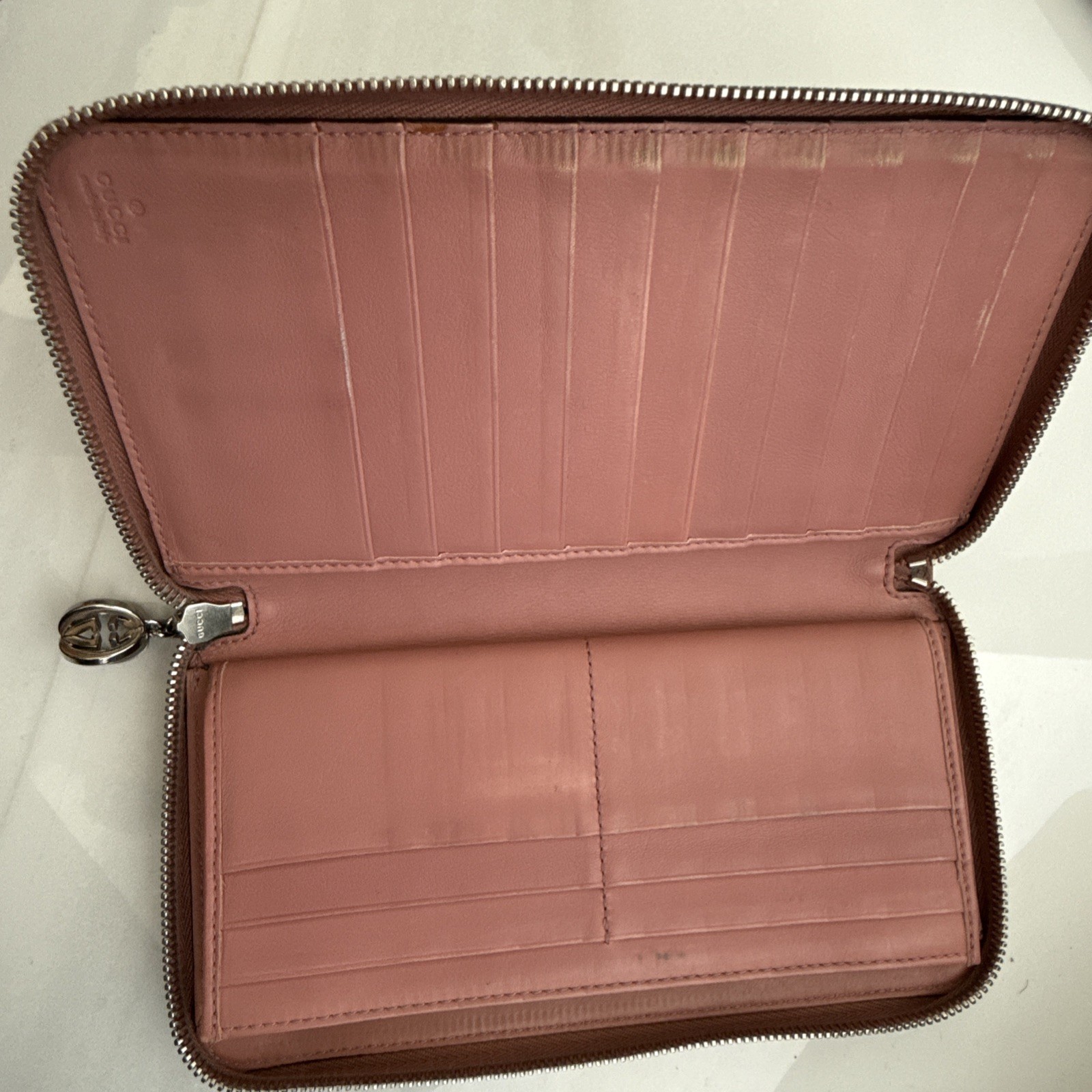 GUCCI VTG LEATHER WALLET CAVIAR PINK GUCCI  LOGO - CERTIFIED AUTHENTIC image 5