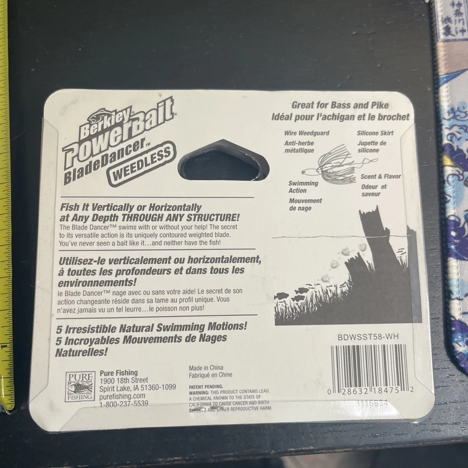 Berkley PowerBait BladeDancer BDWSSST58-WH sin malezas 5/8 oz 18 gm blanco nuevo en paquete Foto 2 de 2