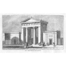 EUSTON SQUARE North Western Railway Station - Antique Print 1845