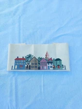 VINTAGE HANDMADE Row Of Houses Needlepoint Cross Stitch Unframed