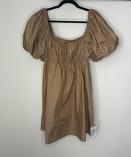 ASOS DESIGNS babydoll Cotton Mini Dress Puff Sleeve Boho Cottagecore Size 8 NWOT