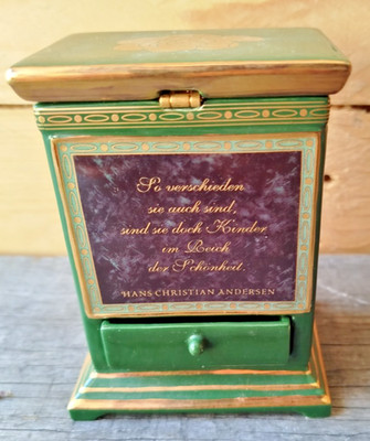 Spieluhr Keramik Hans Christian Andersen Grün Dose Sammler ''So Verschieden sie.''