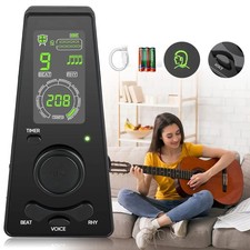 Metronom Digital mit Lautstärke & Temporegler für Musikinstrumente Timer Schwarz