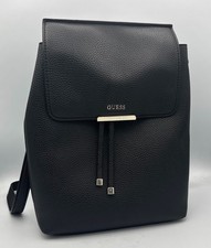 Guess Black Faux Leather Varsity Pop Backpack Purse Pre-Owned