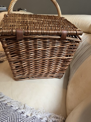 Fortnum And Mason Basket Large F&M Genuine Wicker Hamper Huntsman Picnic Brown. - Picture 5 of 14