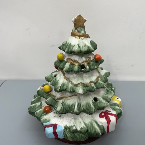 Vintage Ceramic Christmas Tree Painted Decorated Presents Small 6 Inch No Lights - Picture 3 of 11