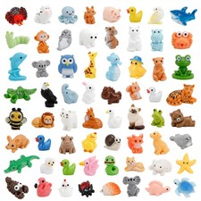 80pcs Mini Resin Animals Variety Pack, 60 Styles Tiny Resin Animals Figures