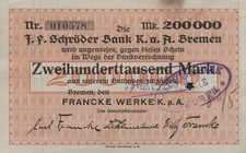 Bremen -  Francke Werke  -  200 Tausend Mark  -  Entwertung