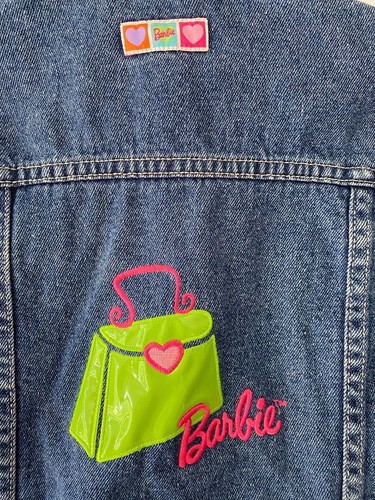 Barbie Denim Jacket Girls 6 Embroidered Blue Jean Mattel Movie 90's - Picture 3 of 11