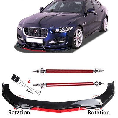 For Jaguar XE XF XJ Front Bumper Red Lip Splitter Spoiler Black+Red Body Kit