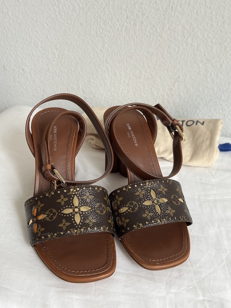 LOUIS VUITTON SILHOUETTE Monogram Brown SANDAL SIZE 7.5 | eBay display picture 3