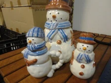 NEW CHERRYDALE SNOWMAN COOKIE JAR/SNOWMAN SUGAR & CREAMER SET