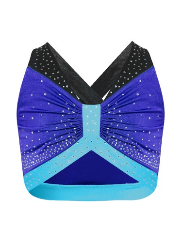 Girls Crop Top Workout Vest Shiny Tank Tops Fitness Undershirt Running Bra Yoga - Picture 50 of 78