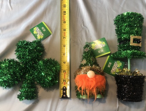 New St.Patrick's Day 3 Table Decorations Tinsel Shamrock-leprechaun Gnome-Hat - Picture 9 of 11