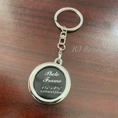 Round Circle PHOTO Charm Key Chains Keychains Wedding Picture Frame Memorial 