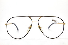 vintage glasses DEFILE 446 58 194 black gold oversized frame 1980s  unisex