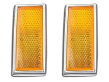 Front Amber Reflector Set With Chrome Frame fits Harley Davidson 33-0033