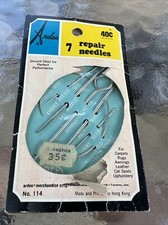 7 agujas de coser/reparación vintage ANDEE (tapicería; alfombras; cuero) nuevo en paquete #114