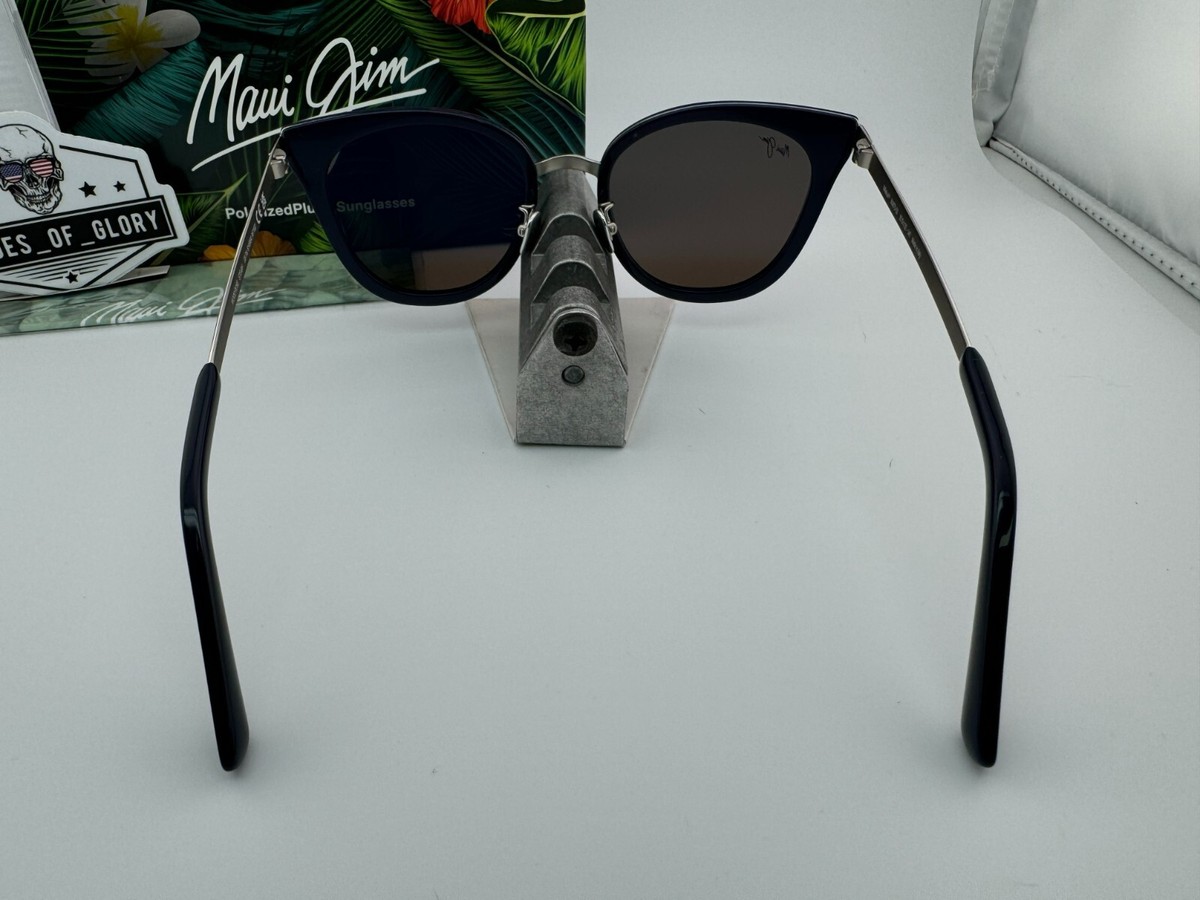 Maui Jim Wood Rose MJ870-03 (Navy/Silver with Blue Hawaii Lens) NEW Maui Jim Wood Rose Blue Silver Polarized Blue Hawaii  main image 2