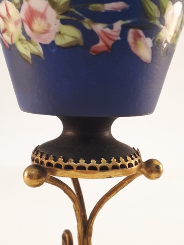 tasse sur pied métal porcelaine émaillée ancienne bleu de Sèvres liserons - Imagen 12 de 12