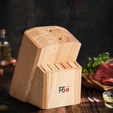 TURWHO Gomma Legno Cucina Coltelli Blocco Conservazione Bacchetta Supporto 15 Fessure