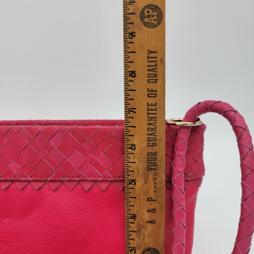 NUEVO SIN ETIQUETAS ELLIOTT LUCCA Bolso de Mano Rosa Oscuro Correas Trenzadas Cuero Genuino - Imagen 7 de 8