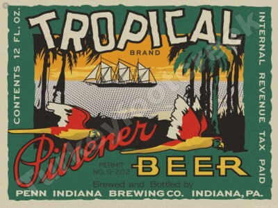 Tropical Brand Pilsener Beer Label 9'' x 12'' Metal Sign
