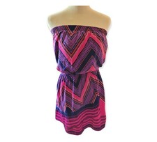 Womens EXPRESS Dress Size S. Pink, Blue Strapless, Geometrical, Party Purple 90s
