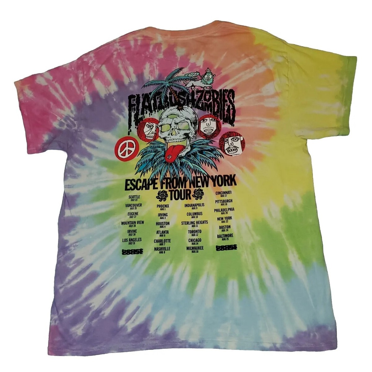 Sz MEDIUM Flatbush Zombies Tie Dye T-Shirt Beast Coast 2019